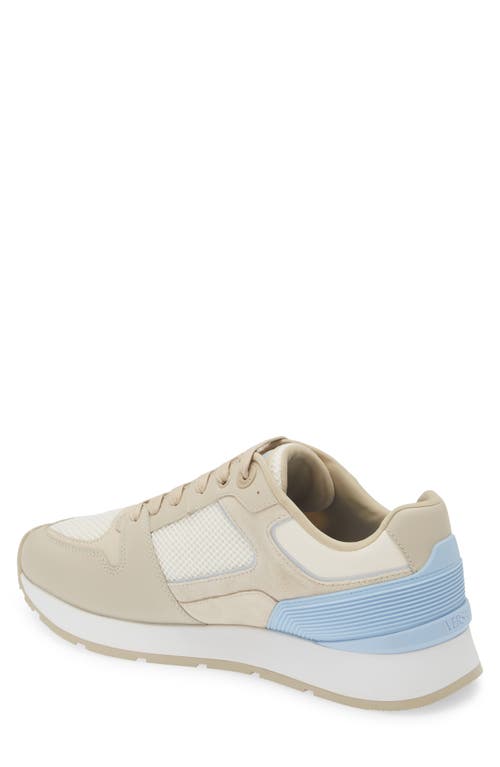 Shop Versace Mixed Media Sneaker In Mastic Chiffon Blu