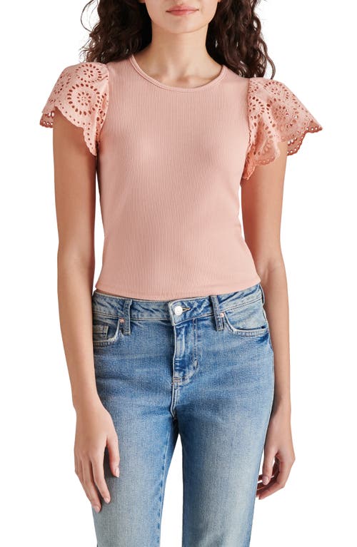 Steve Madden Olina Flutter Sleeve Rib Top at Nordstrom,