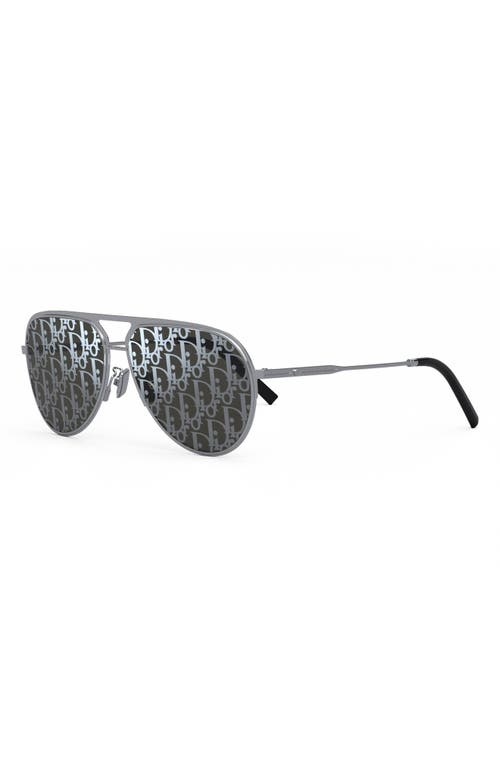 Shop Dior Logo Lens 60mm Mirrored Aviator Sunglasses In Shiny Palladium/smoke Mirror