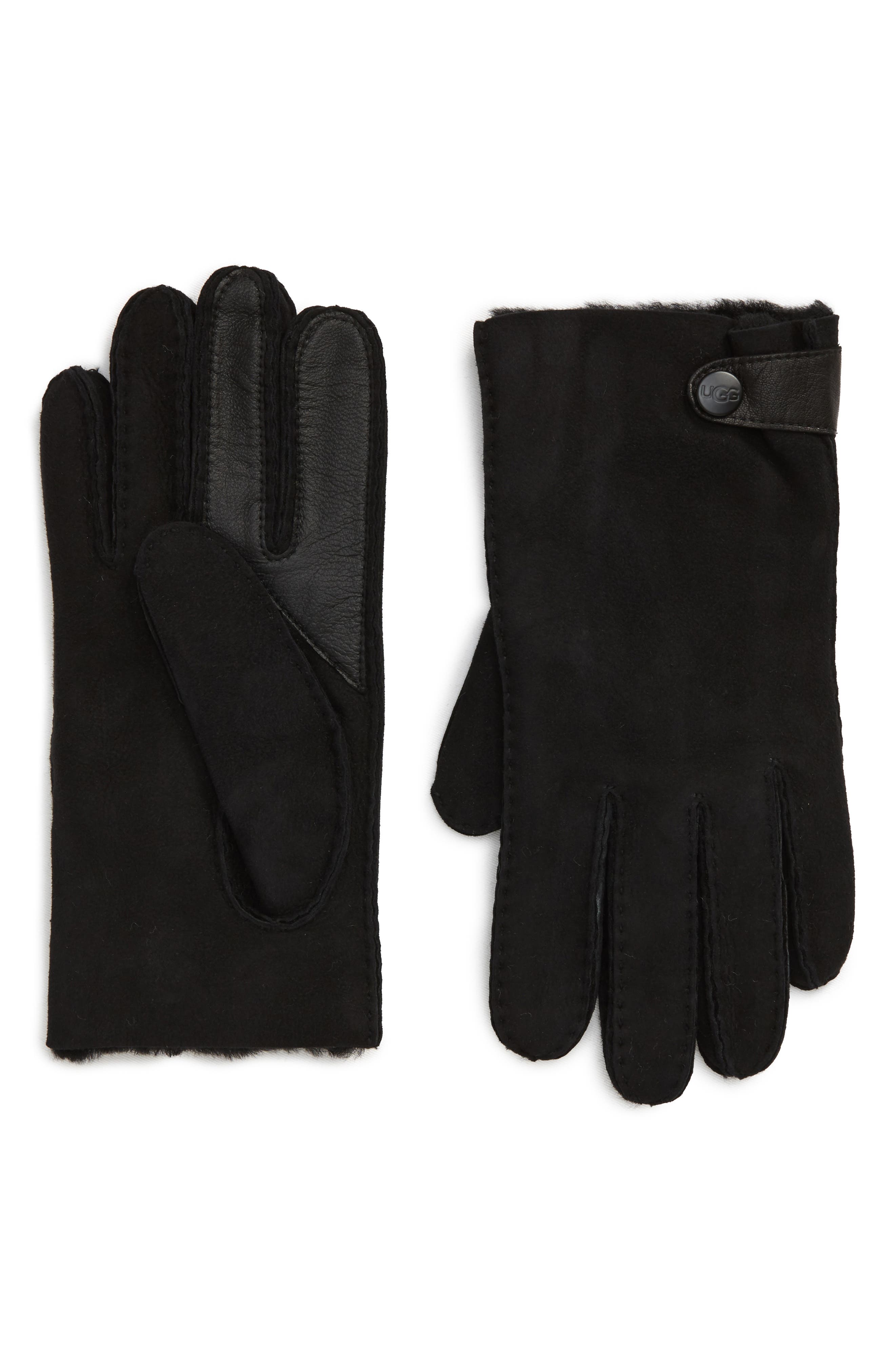 mens black shearling gloves