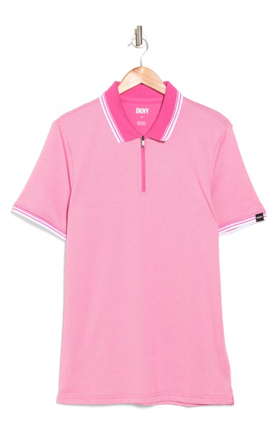 Shop Dkny Sportswear Rodrik Zipper Polo In Bright Pink