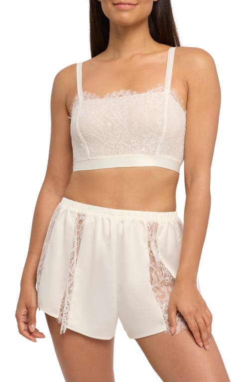 Rya Collection Serena Lace Trim Charmeuse Shorts Pyjamas In White