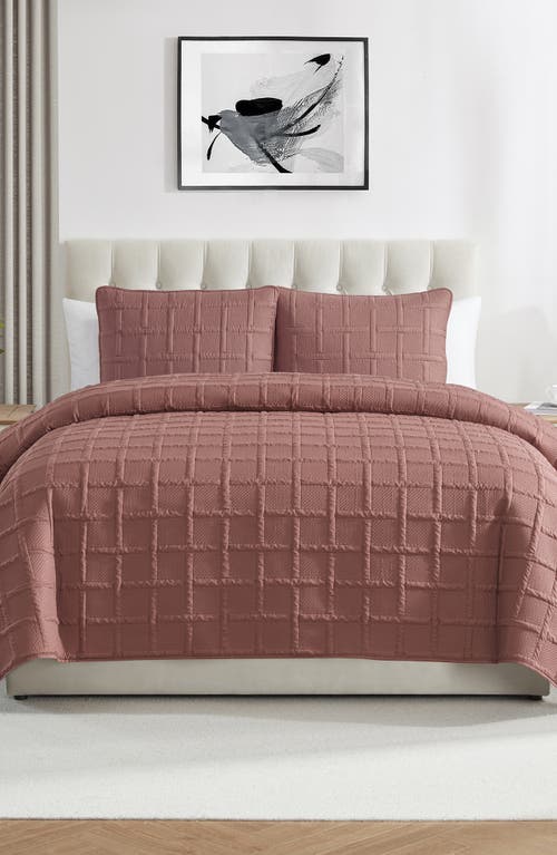 Vcny Home Square Solid 3-piece Quilt Set In Rose