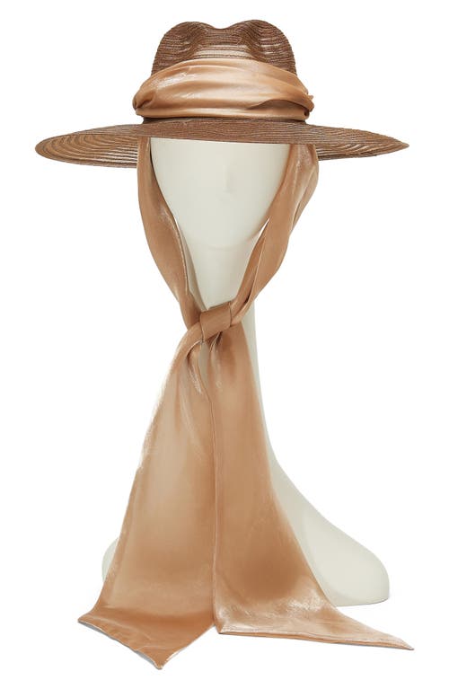 Shop Eugenia Kim Cassidy Organza Chin Strap Semisheer Fedora In Chocolate