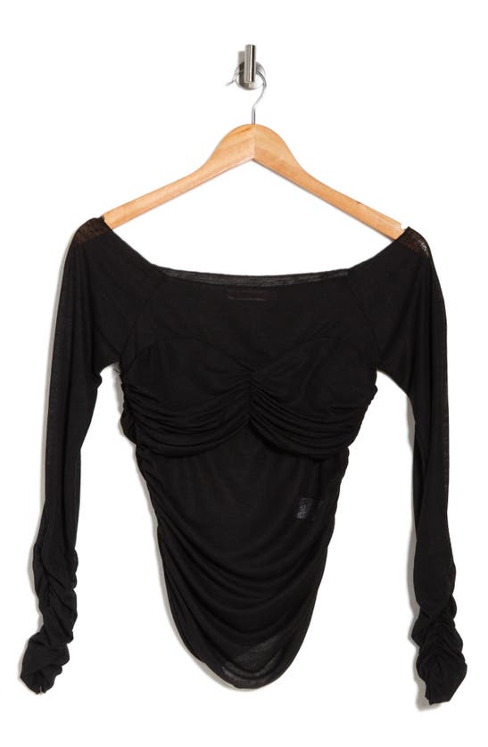 Shop Vici Collection Vietta Off The Shoulder Ruched Long Sleeve Top In Black