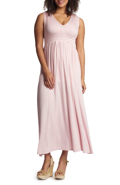 Baby Pink Maternity Nursing Wedding Guest Dress | SilkFred US