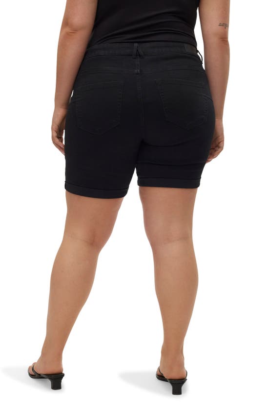 Shop Vero Moda Curve Luna Cuffed Denim Shorts In Black
