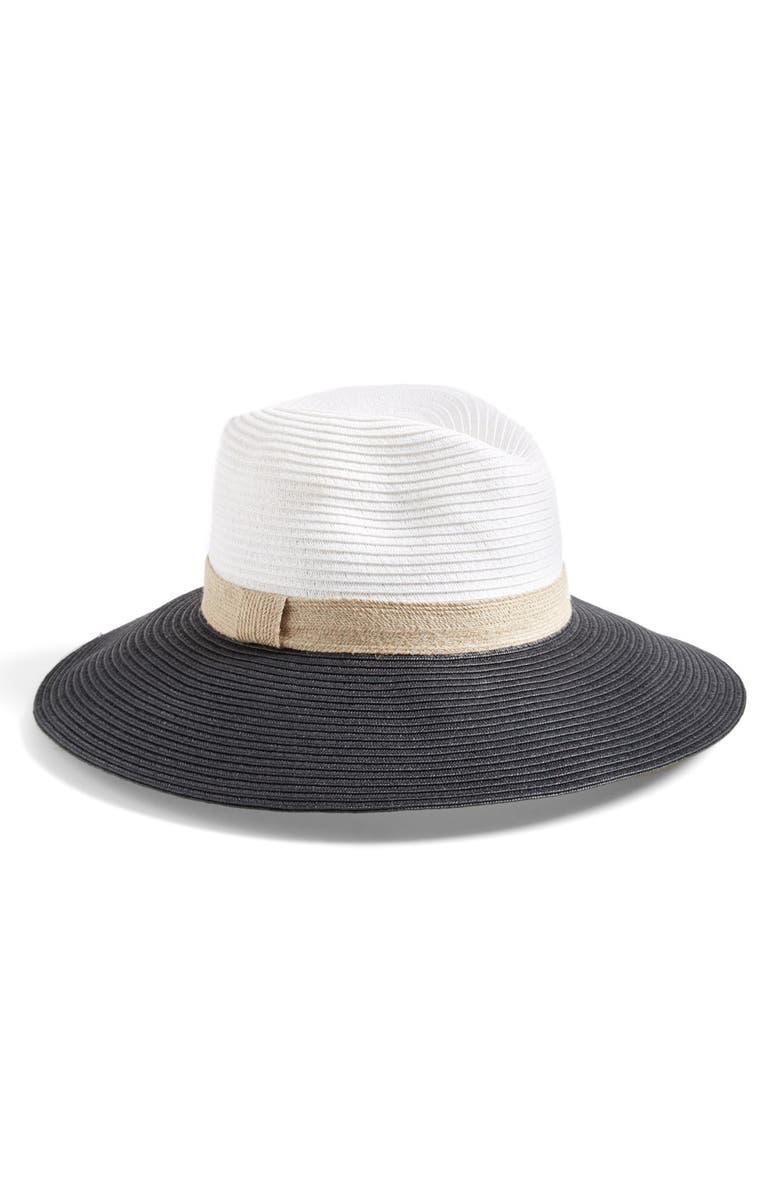 HALOGEN<SUP>®</SUP> Colorblock Panama Hat, Main, color, WHITE COMBO