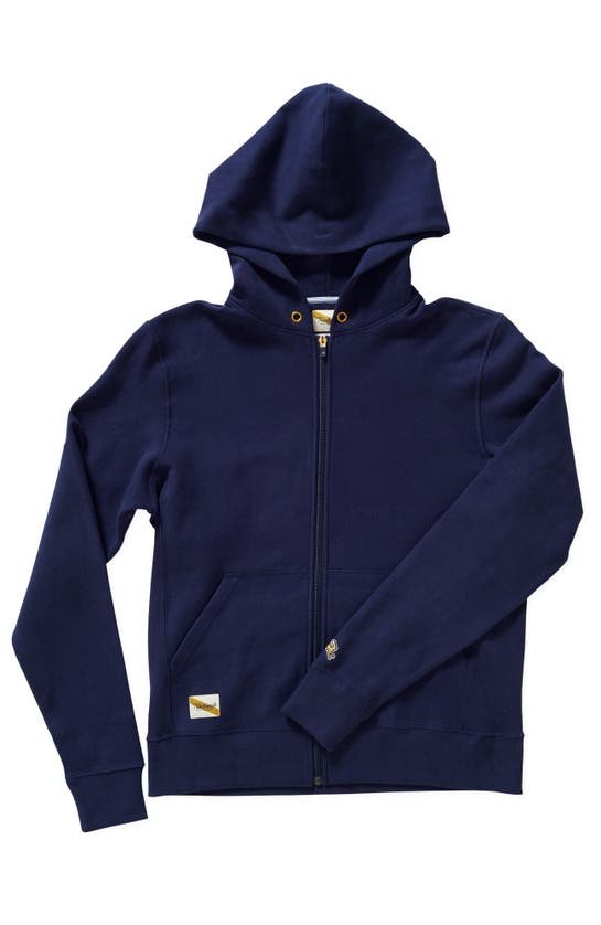 Shop Tracksmith Trackhouse Zip Hoodie In Navy