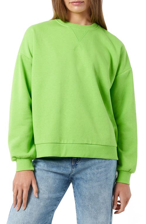 Amanda V-Notch Crewneck Sweatshirt in Jasmine Green