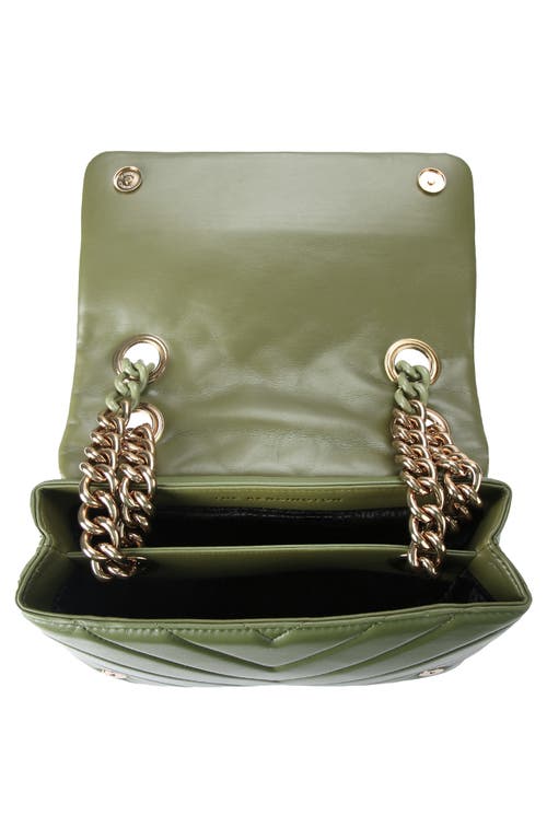 Kurt Geiger London Large Kensington Quilted Suede & Leather Shoulder Bag In Khaki