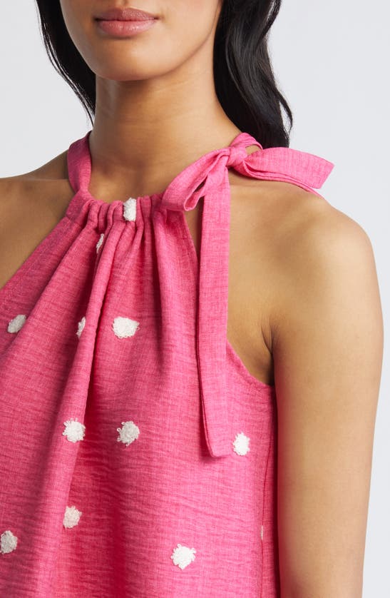 Loveappella Tie Shoulder Sleeveless Top In Fuchsia