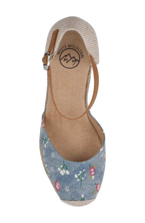 Shop White Mountain Footwear Mamba Espadrille Wedge Sandal In Lt.blue/floral/denim