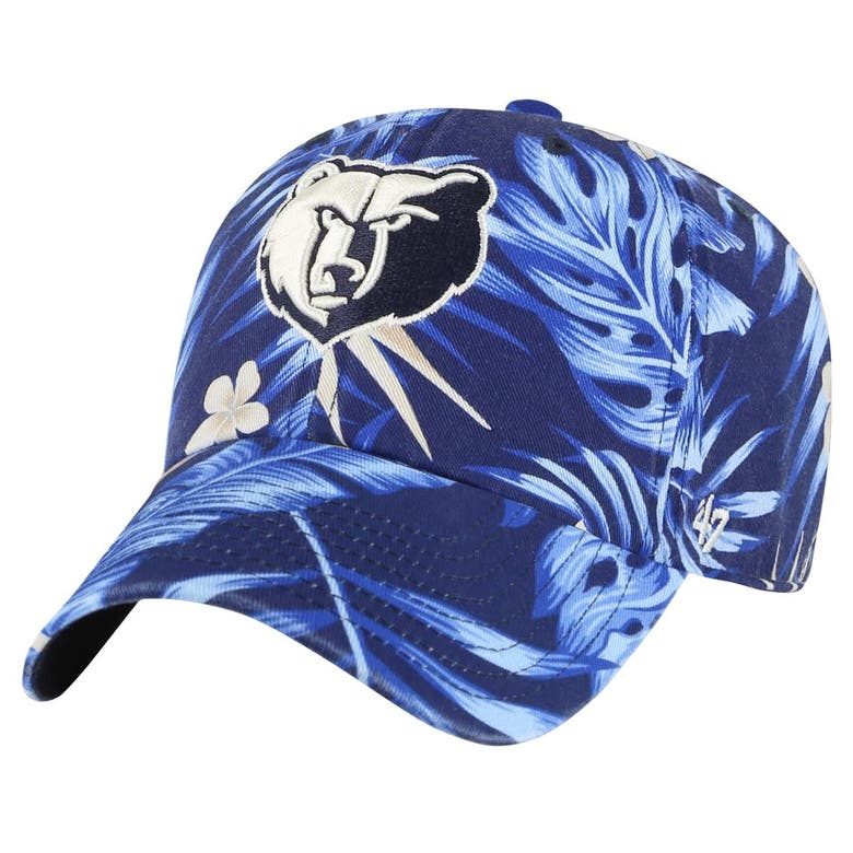 Shop 47 ' Navy Memphis Grizzlies Tropicalia Floral Clean Up Adjustable Hat