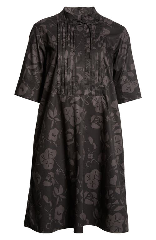 Shop Marimekko Helmat Nokturno Poplin Button Front Dress In Black Dark Grey