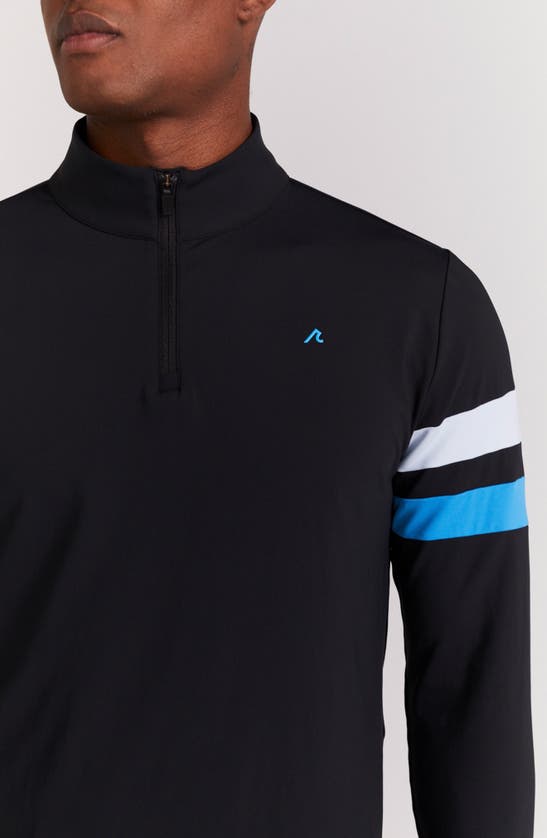 Shop Redvanly Wilson Stripe Detail Quarter-zip Pullover In Black