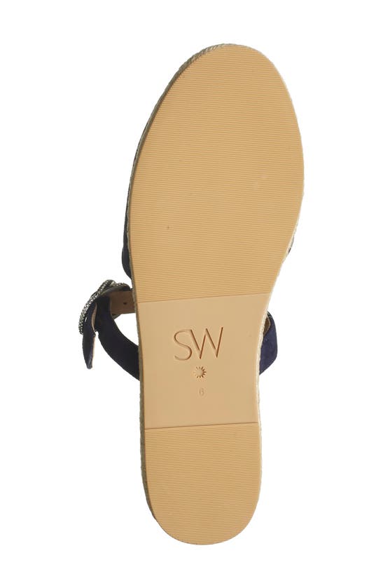 Stuart Weitzman Crystal Buckle Espadrille Mule In Nice Blue
