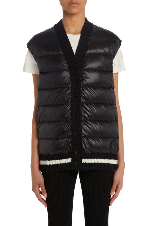 Moncler Quilted Down & Rib Knit Vest Black at Nordstrom,