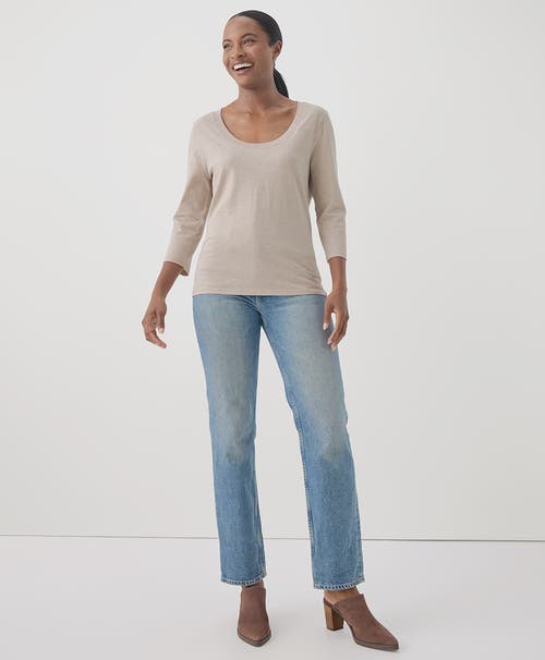 Shop Pact Organic Cotton Softspun Scoop Neck 3/4 Sleeve Tee In Wheat Heather