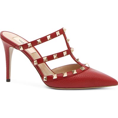Valentino Garavani Rockstud Cage Mule - Red