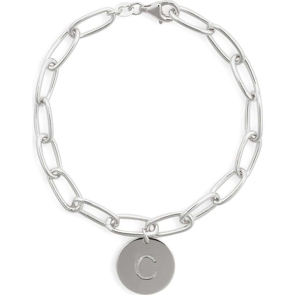 Meshmerise Initial Disc Charm Bracelet In White-c