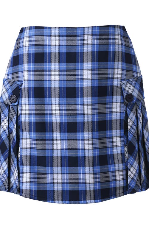 Shop Lands' End School Uniform Young Side Pleat Plaid Skort Above The Knee In Clear Blue Plaid