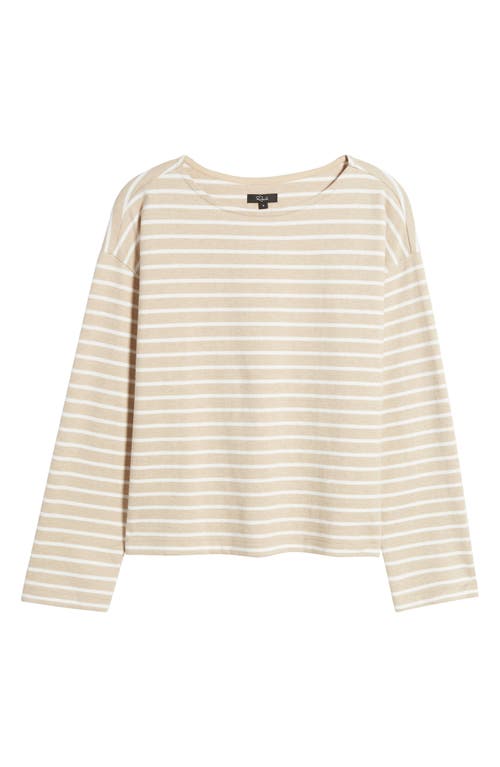 Shop Rails Macy Stripe Long Sleeve Cotton T-shirt In Heather Beige Stripe