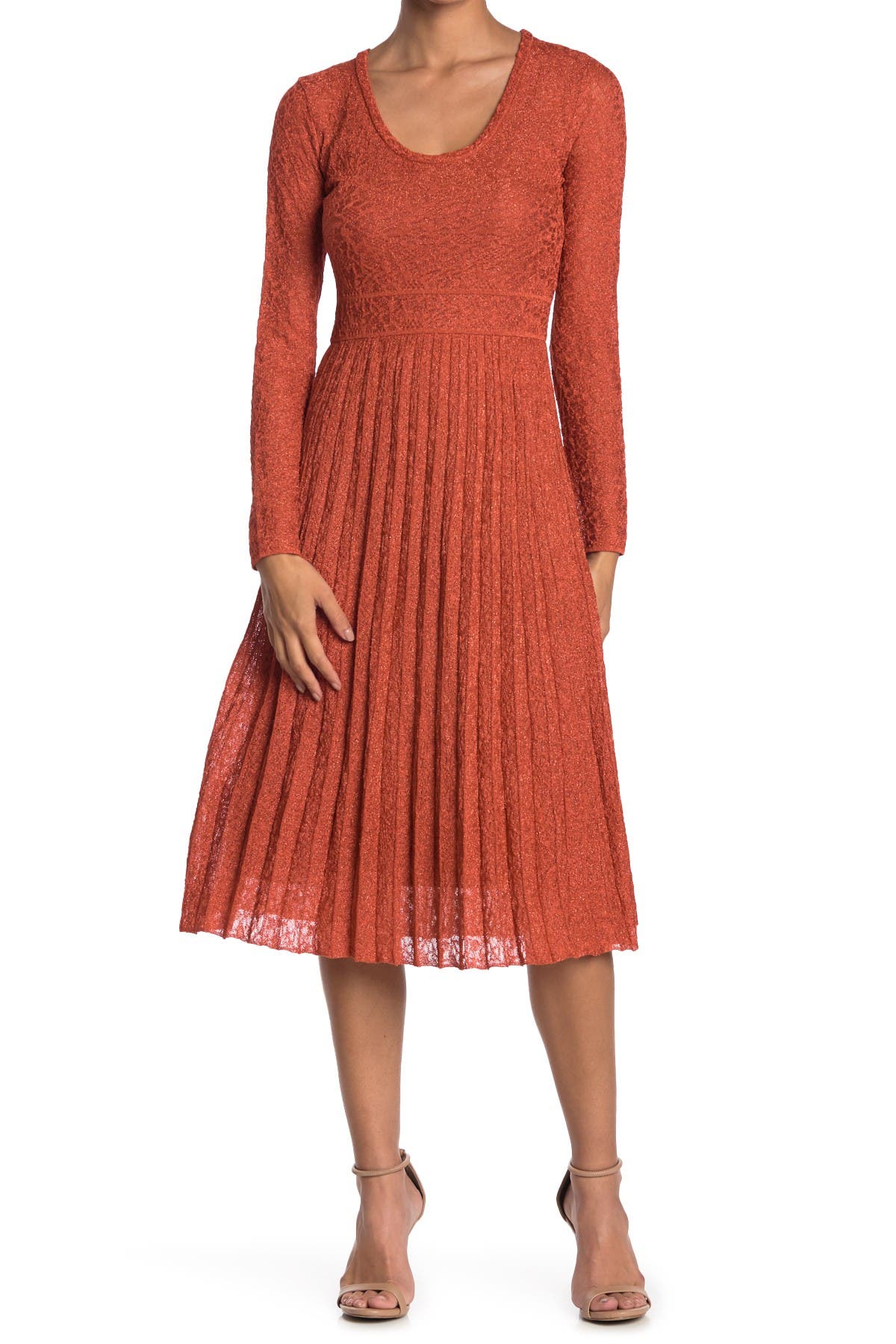 metallic knit midi dress