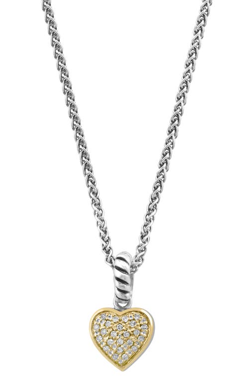 Effy Sterling Silver & 14k Gold Diamond Embellished Heart Pendant Necklace In Silver/gold