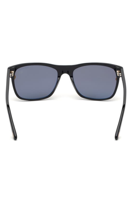 Tom Ford Giulio 57mm Geometric Sunglasses In Shiny Black / Brown