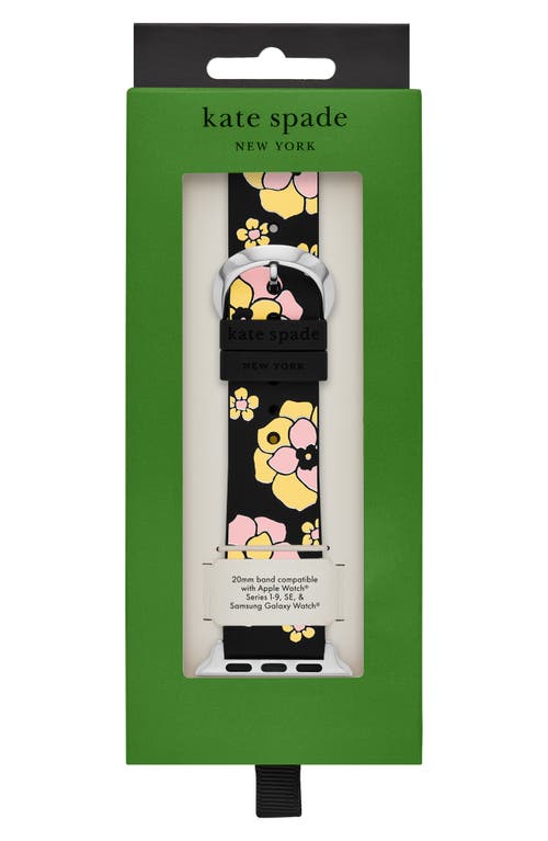 Shop Kate Spade New York Floral Silicone 20mm Apple Watch® Watchband In Black Floral