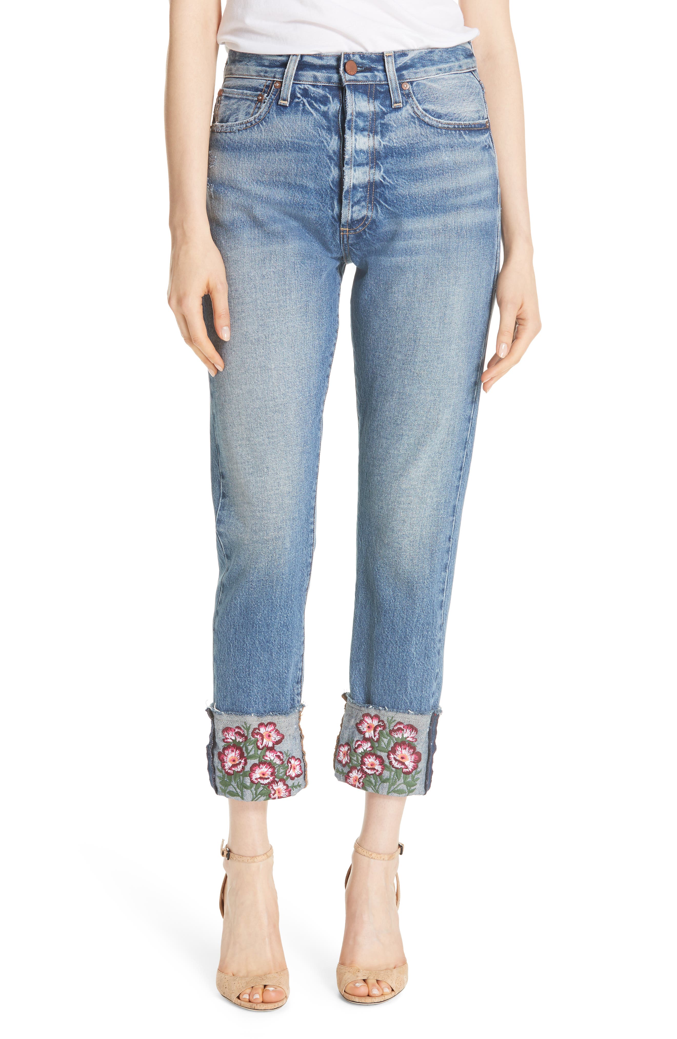 alice and olivia embroidered jeans