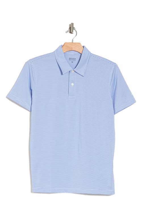 Shop Brooks Brothers Stripe Performance Golf Polo In Blue