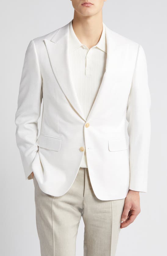Canali Capri Trim Fit Solid Silk Sport Coat In White