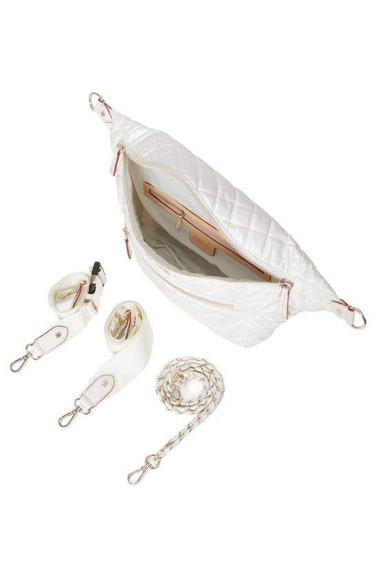 Shop Mz Wallace Crosby Convertible Sling Bag In Pearl Metallic
