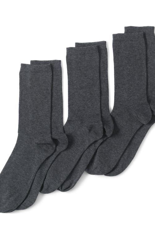 Lands' End 3-pack Seamless Toe Solid Crew Socks In Charcoal Heather