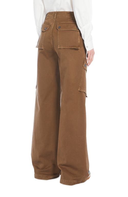 Shop Max Mara Weekend  Elvy Wide Leg Cotton Cargo Pants In Brown