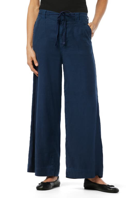 The Addison High Waist Ankle Wide Leg Linen Blend Pants in Pageant Blue