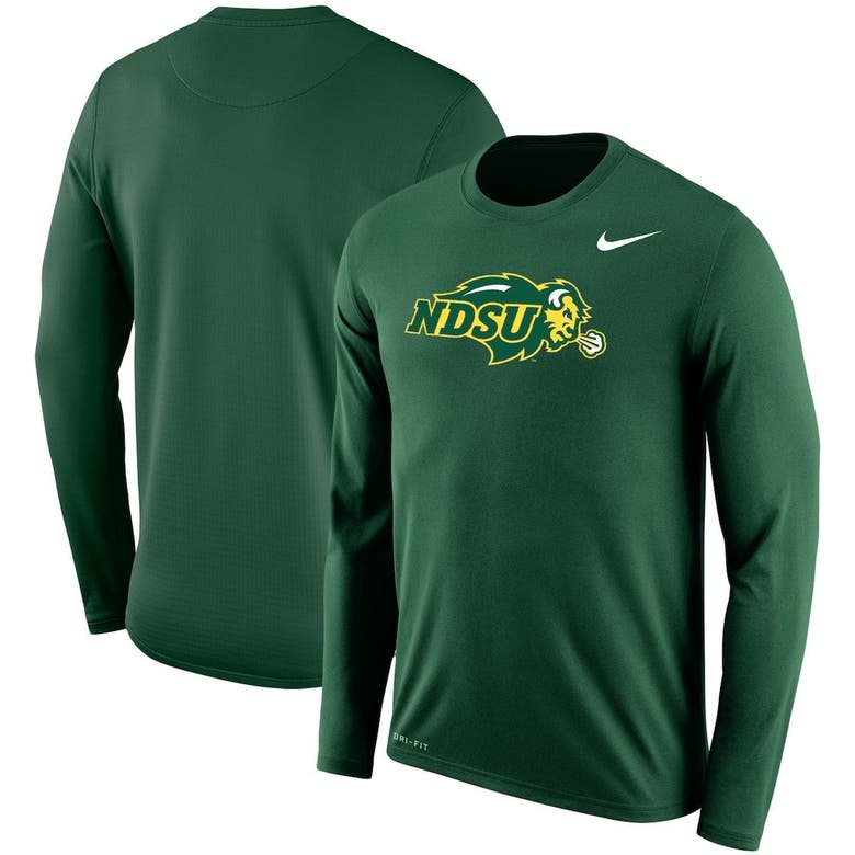 Nike Green Ndsu Bison Big Logo Performance Long Sleeve T-shirt In ...