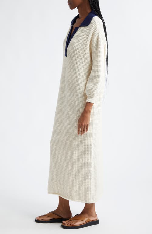 Shop Staud Altea Dress In Ivory/navy