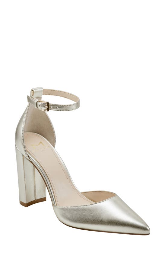 Marc Fisher Ltd Arnette Ankle Strap Pointed Toe Pump In Platino