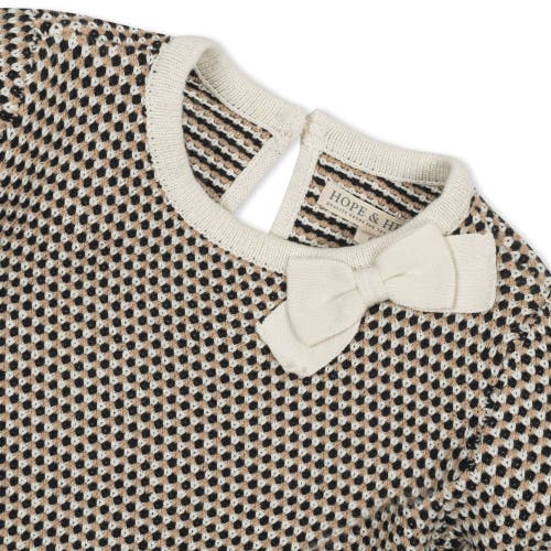 Shop Hope & Henry Girls' Organic Tweed Bow Sweater Dress, Kids In Black And Cream Tweed