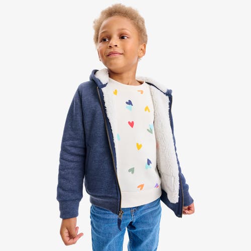 Primary Teddy Fleece-lined Zip Hoodie In Heather Navy