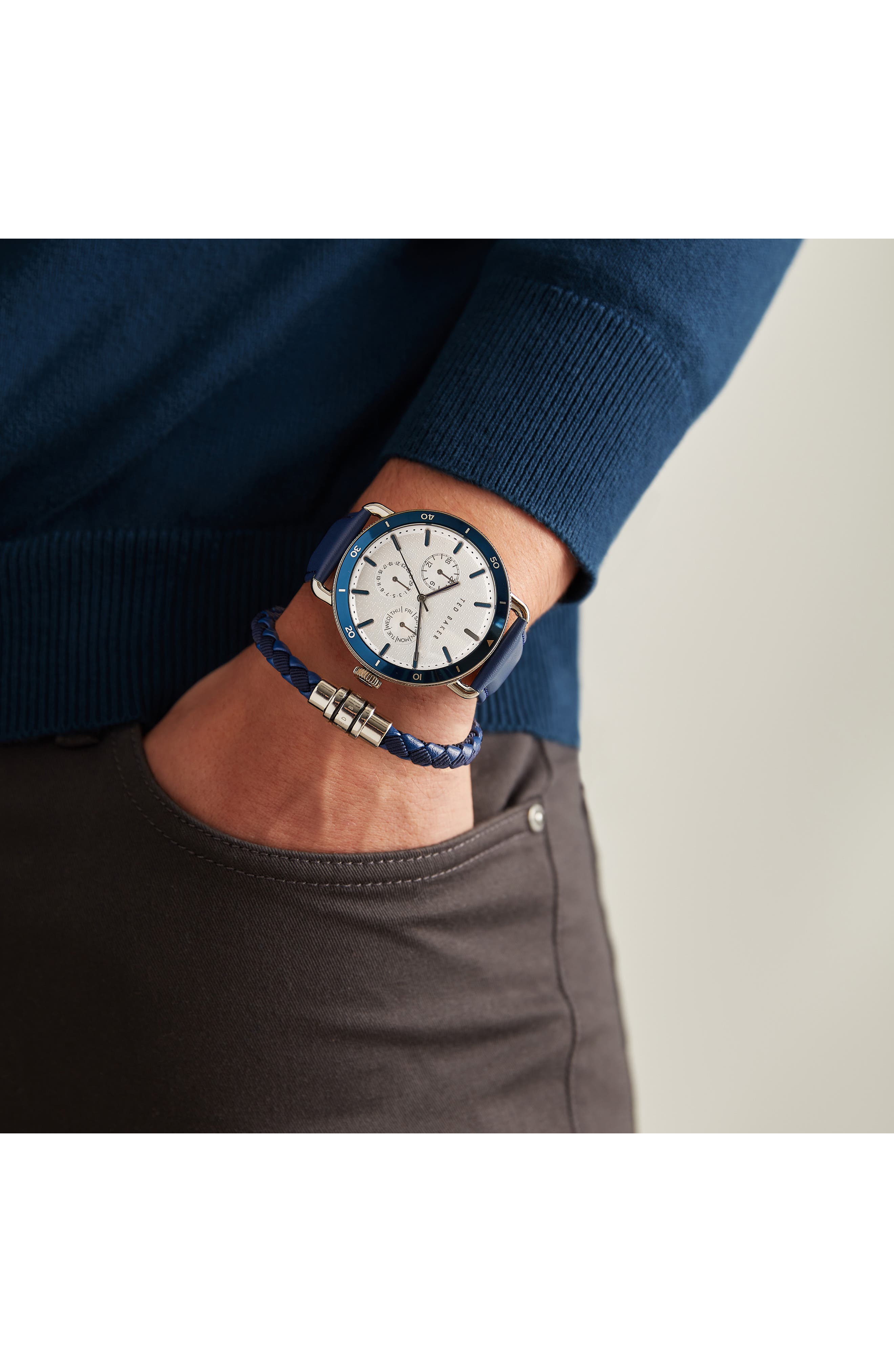 ted baker multifunction leather strap watch