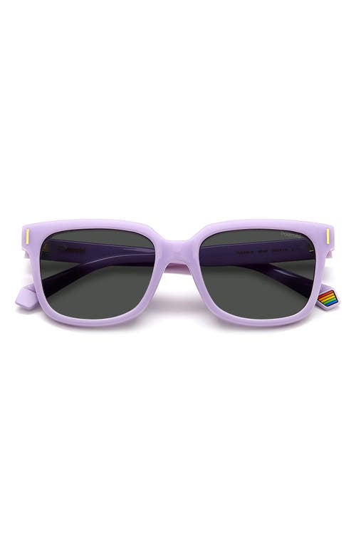 54mm Polarized Rectangular Sunglasses in Lilac/Gray Polar