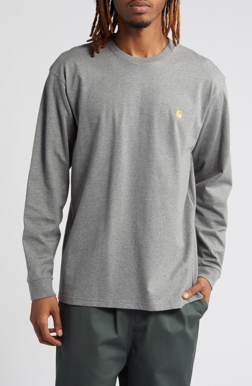 Carhartt Work In Progress Chase Long Sleeve T-shirt In Dark Grey Heather/gold