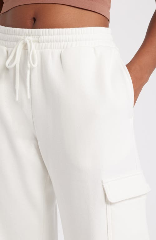 Shop Bp. Elastic Waist Wide Leg Fleece Cargo Pants In Ivory