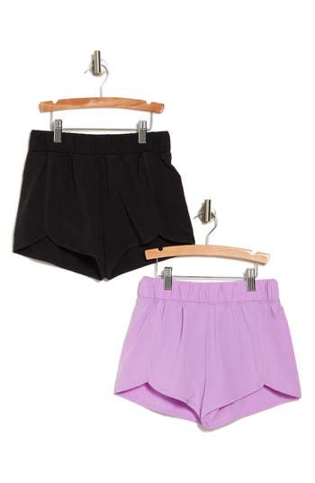 90 Degree By Reflex Kids' Assorted 2-pack Lightstreme Lilo Tulip Shorts In Sheer Lilac/black