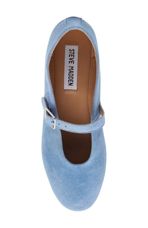 Shop Steve Madden Dreaming Mary Jane Flat In Blue Suede