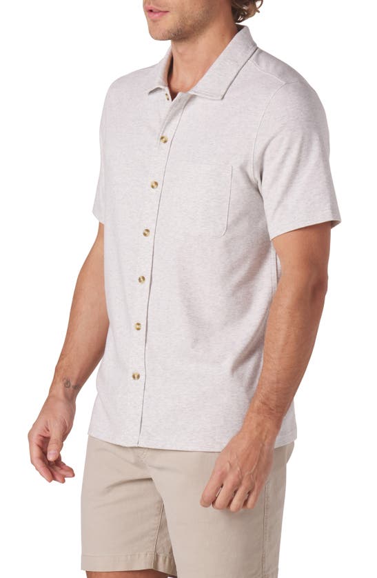 The Normal Brand Puremeso Solid Short Sleeve Knit Button-up Shirt In Stone